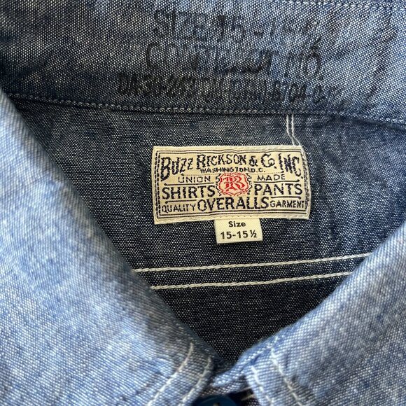 Buzz Rickson Japan Heritage Chambray Work Shirt – (US M / 15-15 1/2 / UK 38) - Picture 5 of 6